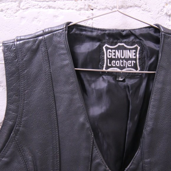 Genuine Leather Biker Vest - Picture 3 of 4